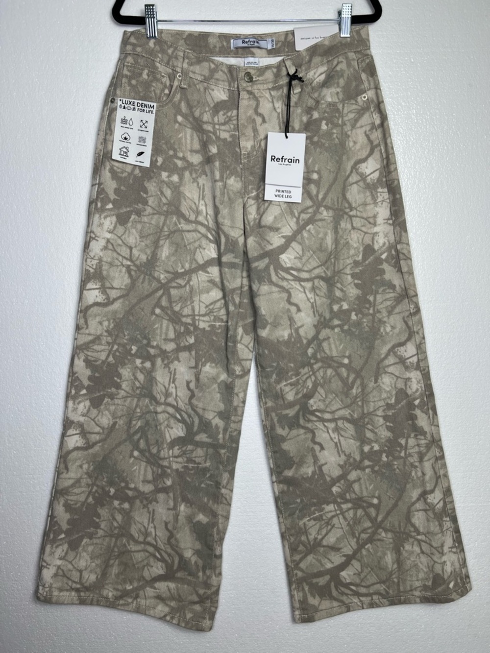 Refrain Los Angeles Camouflage Printed Wide Leg Pants Size 11/30 NWT